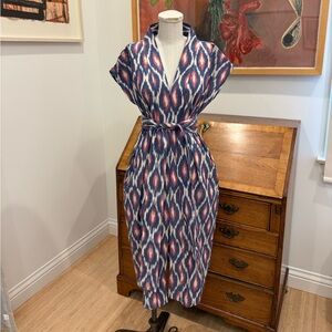bundu textiles ikat print dress - slim cut/mid length